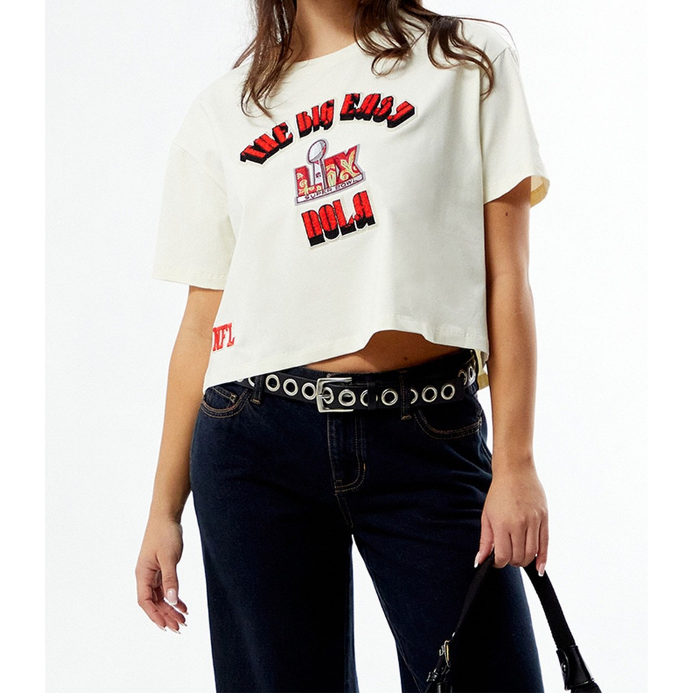 NFL Super Bowl 59 Pro Standard Nola Baby Cropped T-Shirt Sz. L NWT - Picture 5 of 7